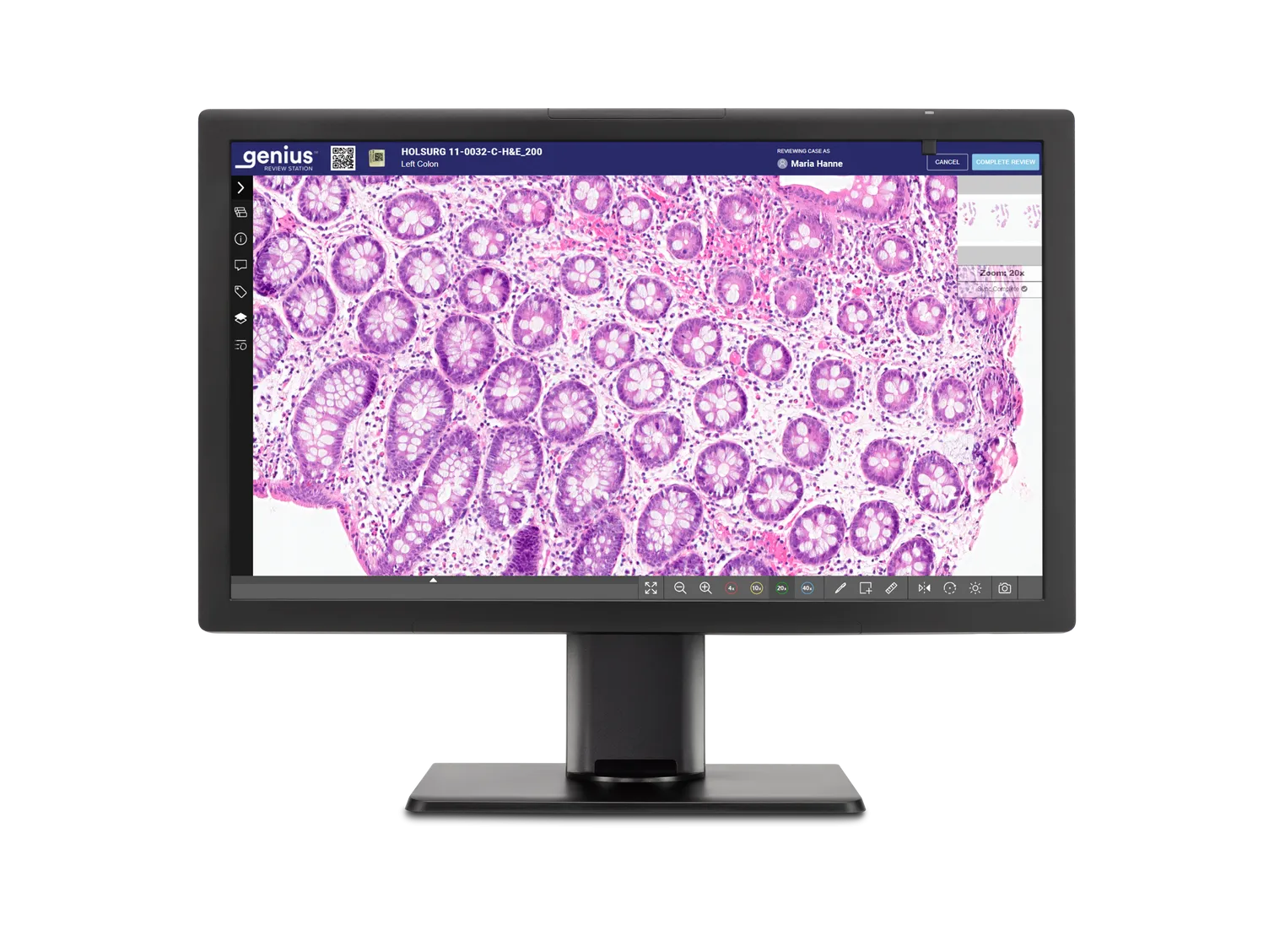 Genius Review Station på hvid baggrund