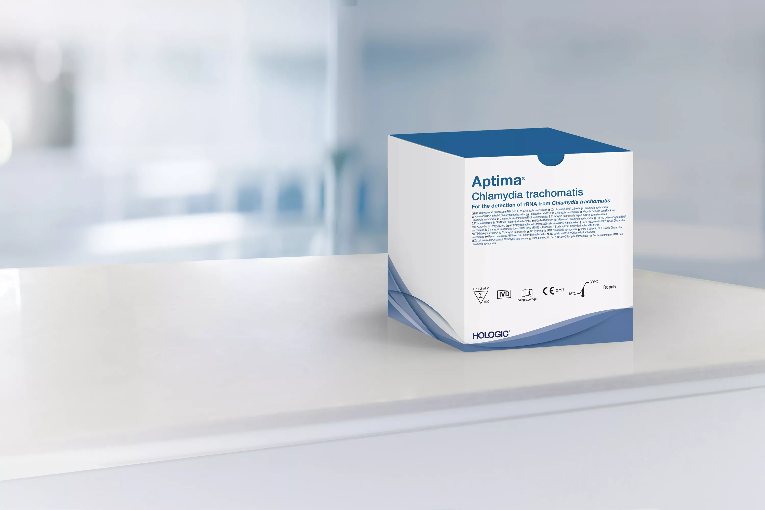 Assay-boks med laboratoriebaggrund