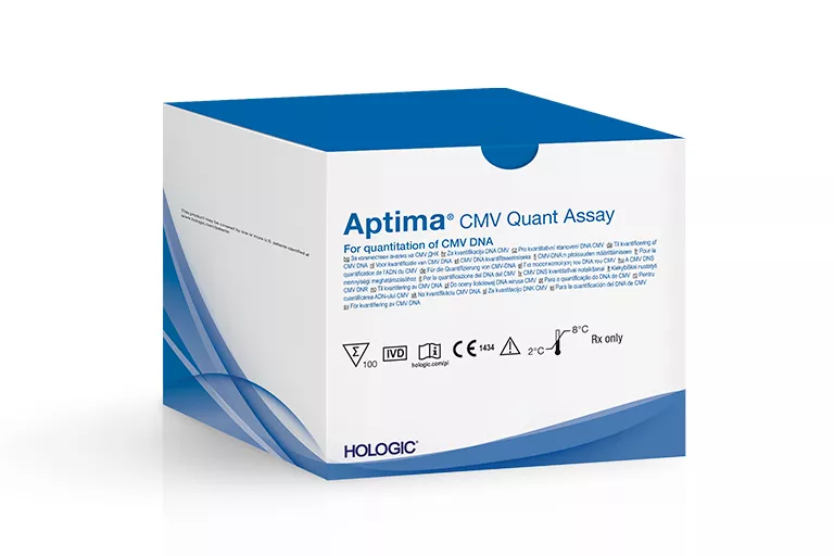 billede af Aptima® CMV Quant Assay-æske på hvid baggrund